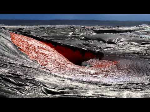 Rivers of molten lava high up Pulama Pali on Hawaii Island Feb. 2012